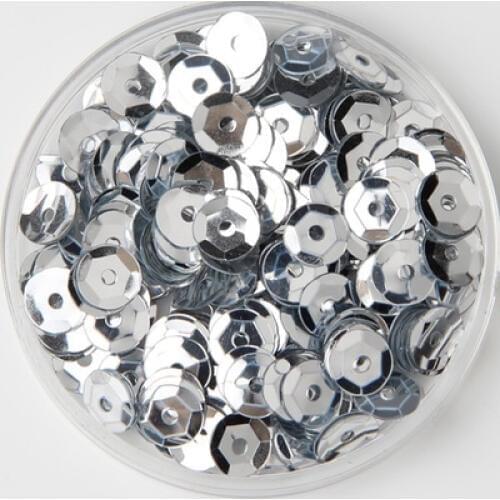 50g 6mm Cup Round Sequin Paillettes Sewing Decoration Wedding Children DIY Silver Spangles