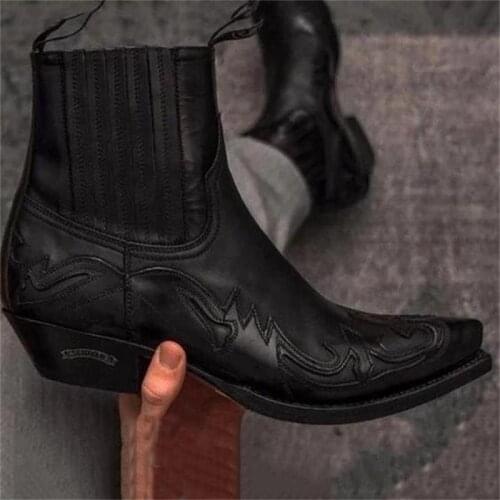 Pointed Sleeve Locomotive Martin Boots Western Cowboy Knight Boots Mens Retro Knee Short Boots Fashionable Mens Shoes