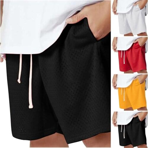 2021 Summer Mens Double-line Shorts Mesh Cloth Drawstring Solid Color Five-point Shorts High Quality Beach Daily Simple Shorts