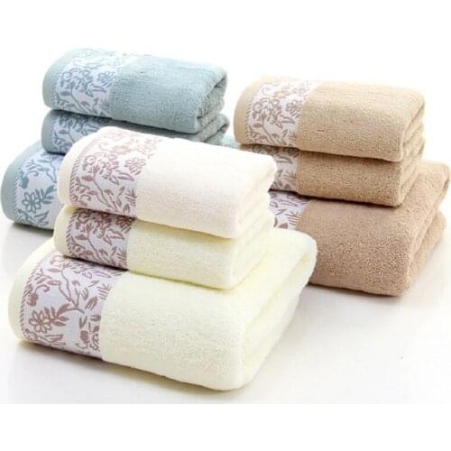 New 100% Cotton Embroidery Towel Set Bath Towel And Face Towel Square Bathroom Towel Travel Sports Towels 3pcs/set