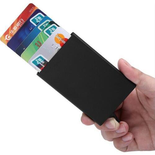 New Slim Automatically Pop Up Aluminum Credit Card Colder Metal Anti RFID Men Business Card Case ID Bank Card Wallet For Women
