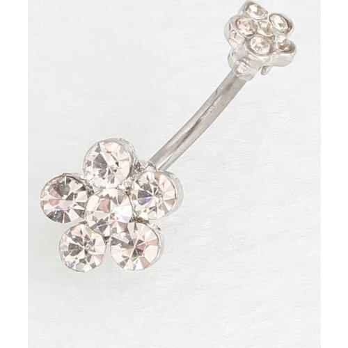 New Fashion Sexy Colorful Rhinestone Flower Belly Rings for Women Body Piecing Jewelry