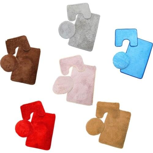 New 3-piece Plush Soft Bath Mat Set, Bathroom Carpet Mat, Absorbent Super Soft, Non-slip Backrest, Bathroom Accessories