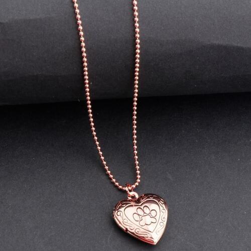 Fashion DIY Photo Lockets Charm Necklace Paw Print Engraved Brass Heart Shaped Pendant Jewelry Memorial Keepsake Gift