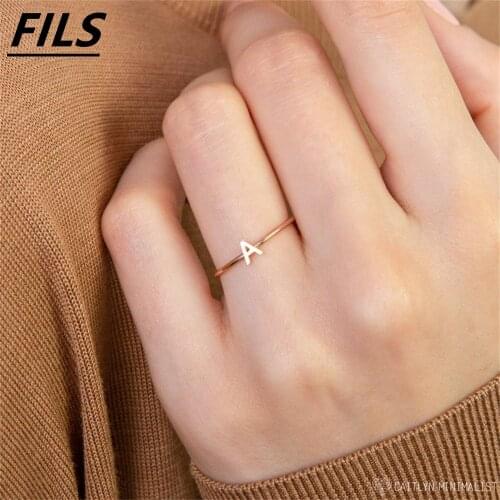 Initial A-Z 26 Letter Ring For Women Simple Stainless steel Personalized Rose Gold Rings Fashion Christmas Jewelry Accessories