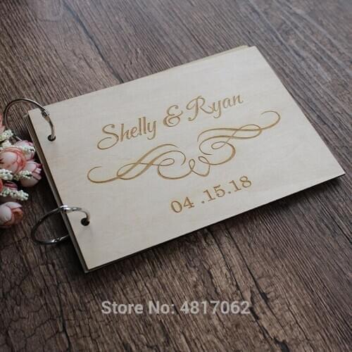 Personalized Wedding Guest Book, Wedding Photo album, Wooden wedding gifts,DIY Scrapbook