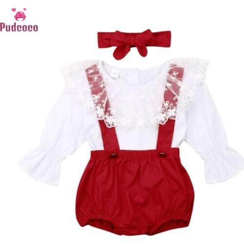 Pudcoco 2020 Spring Toddler Baby Girl Clothes Sets Sister Matching Ruffle Dress Top Fly Sleeve T Shirt Bib Pants Outfits Cotton