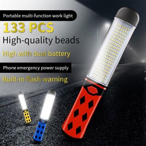 Working Light USB Rechargeable LED Flashlight Folding Vehicle Repairing Lamp With Magnet Portable Camping Fishing Light