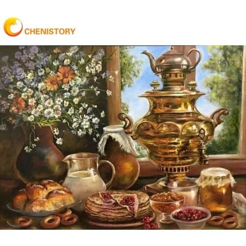 CHENISTORY Frame Still Life Diy Painting By Numbers Fruit Food Landscape Canvas Drawing Acrylic Paint Handpainted Gift Home Deco