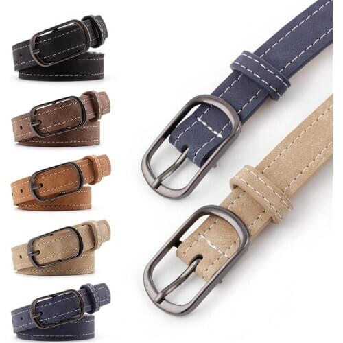 2019 Hot Fashion Elegant Female Belt Leather Metal Pin Buckle Waist Thin Belts For Women Luxury Designer Brand Women Belt