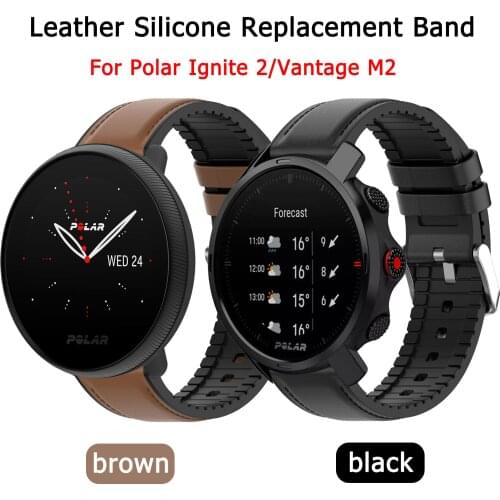 Genuine Leather Band For Polar Vantage M M2 Ignite 2 Wrist Strap For Polar Grit X/Unite Silicone Belt Replacement Sport Bracelet