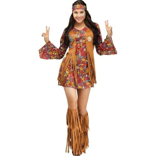 Sexy Tassels 60s 70s Retro Hippie Hottie Disco Dress Halloween Indian Dance Performance Stagewear Costume