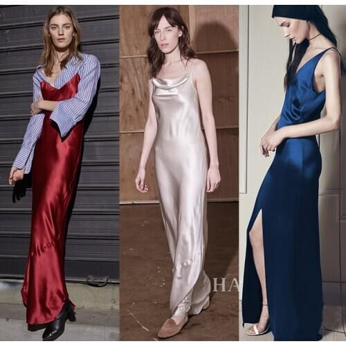 Navy glaze design pure color reproduction silk stretch satin fabric for cheongsam high-grade dress DIY clothing fabric