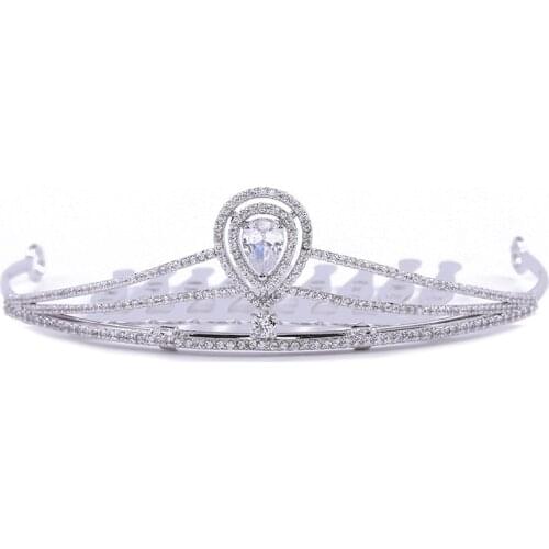 TIRIM Luxury Small Princess Crown Crystal Tiaras Party Favors for Women Girls Toddler Combs Clip Hair Accessories Cubic Zircon