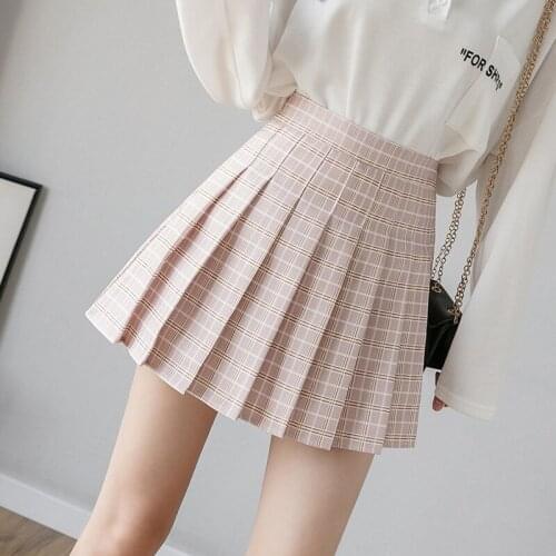 XS-2XL New Summer Women Skirt High Waist Pleated Plaid Skirts Casual Female Cute Sweet Girls Dance Mini Skirt Mujer