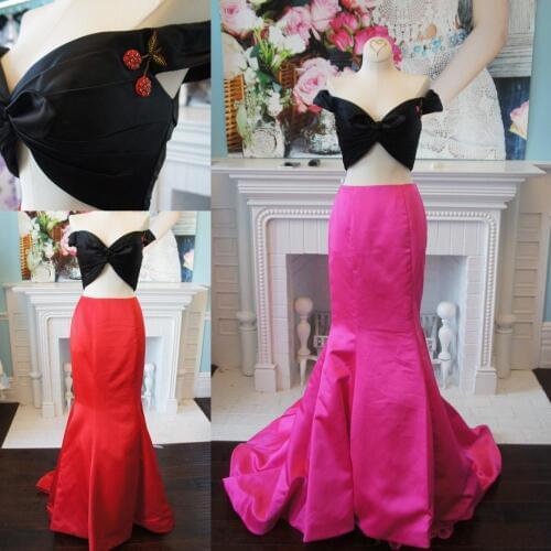 Robe bal de promo 2k19 Prom Dresses Mermaid Off-the-Shoulder 2-Piece vestidos de fiesta de noche largos elegantes Black/Red