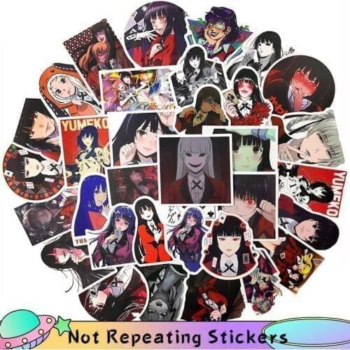 10/50pcs/lot Fantasy Anime Kakegurui Decor Stickers For Laptop Luggage Motorcycle Phone Skateboard Childrens Toy Refrigerator