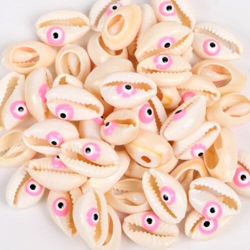 10Pcs Black Evil Eye Seashell Cowrie Conch Beads for Jewelry Making 10mm-20mm Natural Shell Beads Diy Beach Bracelets Necklace