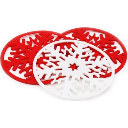 10Pcs/set Merry Christmas Snowflake Shape Cup Mat Anti-Skid Table Coasters Dish Pad New Year Xmas Decoration Cup For Home Decore