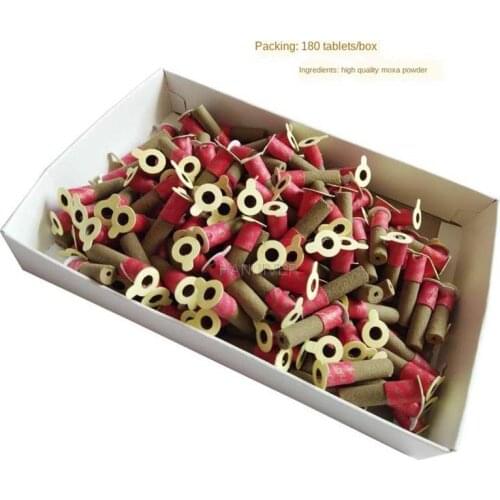 180pcs Mini Moxa Tube Self-stick Chinese Moxibustion Sticker Therapy Smokeless Burner Heating Acupuntura Point Meridian