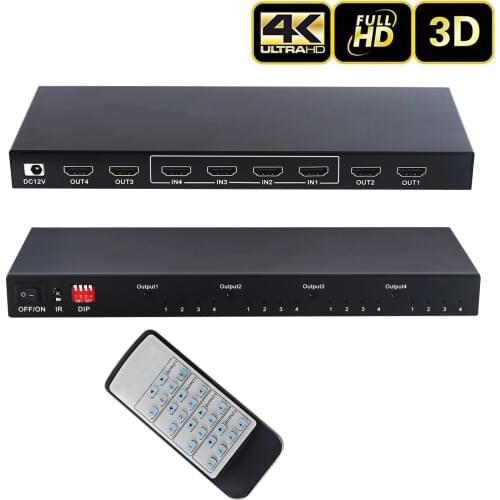 HDMI 2.0 Matrix 4X4 HDMI Splitter Switcher 4 Inputs 4 Outputs Matrix for Xbox PS3 PS4 Sony Video Player Projector Monitor HDTV
