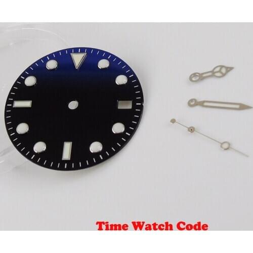 28.5mm sterile watch dial parts with luminous hands Fit for NH35A movement green gray black blue