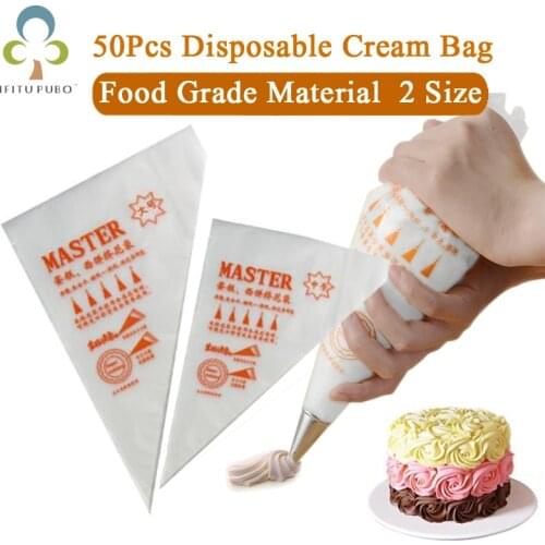 50pcs Disposable Piping Bag Pastry Bag Icing Piping Cake Cupcake Decorating Tool Bags Squeeze Cream Bag Dessert Decorators GYH