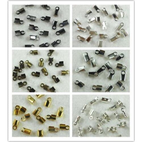500 Plated Necklace/Cord Crimp End Caps with Loop 4X8mm