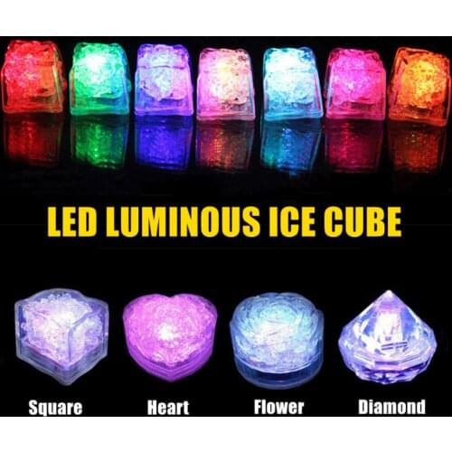6/12pcs LED colorful ice cube heart-shaped luminous flashing neon light wedding bar wine glass decoration supplies