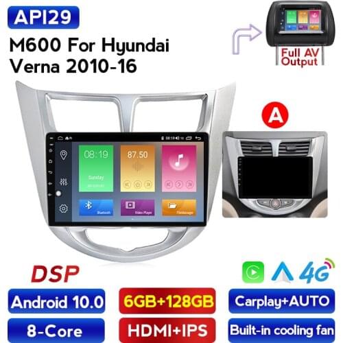 Android 10 2DIN IPS DSP CAR DVD Player For Hyundai Solaris Accent Verna i25 With Radio GPS Navigation BT 6G+128G 8Core