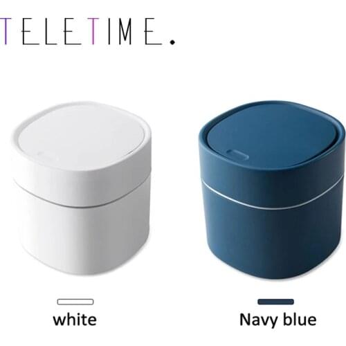 White/Blue Mini Desktop Trash Can 2L Home Table Plastic Storage Bucket Accessories With Lid Garbage Bin For Living Room Office
