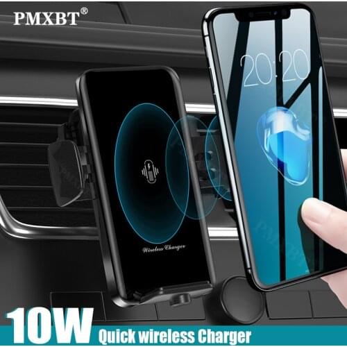 10W Car Wireless Charger Qi Fast Charging For iPhone 12 Xiaomi Redmi Huawei Samsung Car Mobile Phone Intelligent Recharge Holder