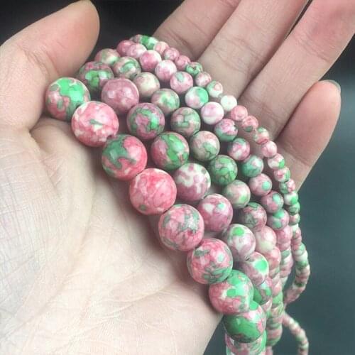 Natural Stone Beads Colorful Rain Jaspers Round Loose Spacer Beads For Jewelry Making DIY Bracelet Accessories 15''4/6/8/10/12mm