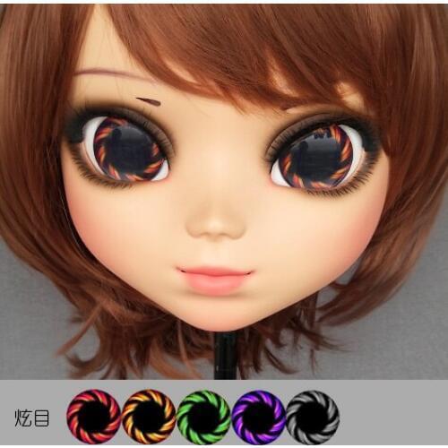 DM159) Lovely Sweet Girl Resin Half Head Kigurumi Mask With BJD Eyes Cosplay Japanese Anime Role Lolita Mask Crossdress Doll