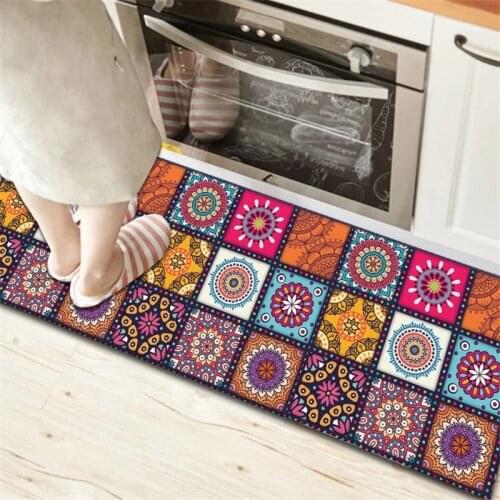 Home livingroom carpet bedroom non-slip Bohemian mandala European retro geometric pattern round rug floral entry blanket Doormat