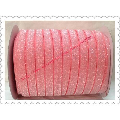 3/8" Elastic Frosted Watermelon Glitter Velvet Ribbon