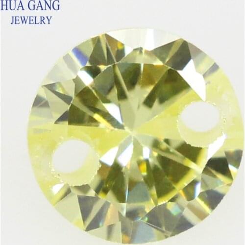 Double Holes Cubic Zirconia AAAAA Olive Yellow CZ Loose Stones For DIY Jewelry Wholesale Beads High Quality CZ With Holes