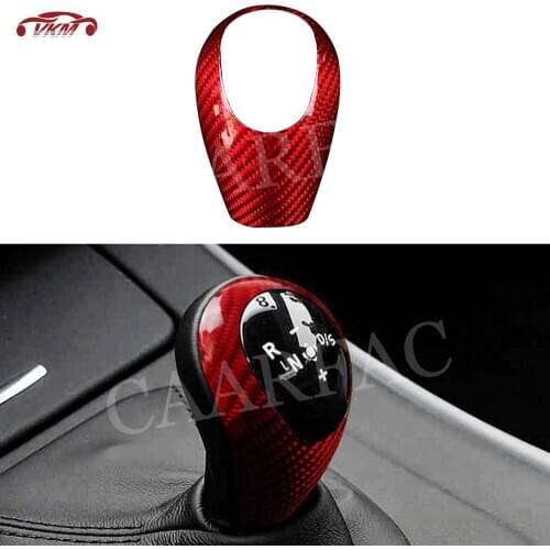 Carbon fiber Gear Shift Knob Cover left and Right Universal Car For BMW old M series M3 M5 M6 Black-Red Style