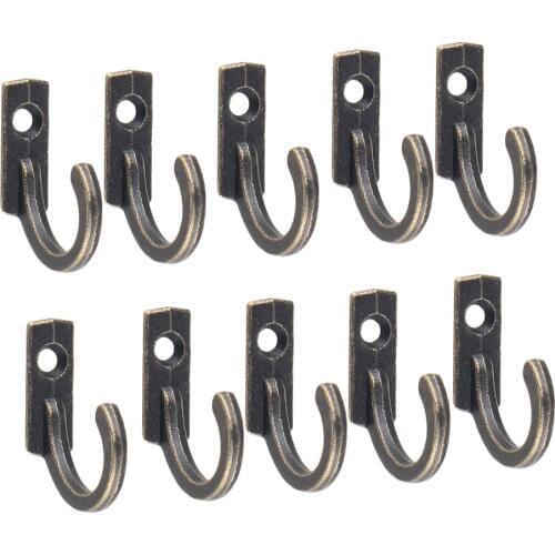 10PCS Single Prong Hook Mini Size Wall Mounted Hanger Buckle Horn Lock Clasp Hook Retro Cloth Hanger for Coats Hats Towels Keys