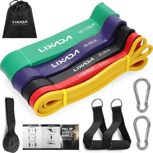 LIXADA 3/5 Pcs Resistance Bands Set Pull Up Loop Bands Home Gym Workout Exercise Stretch Bands with Handles Hooks Fitness Kit