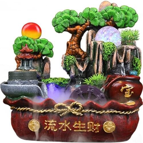 LUCKY FENG SHUI STATUE FISH-POND WATER CONTROL HOME ACCESSORIES ROCKERY WATER FOUNTAIN DECORATION HUMIDIFIER