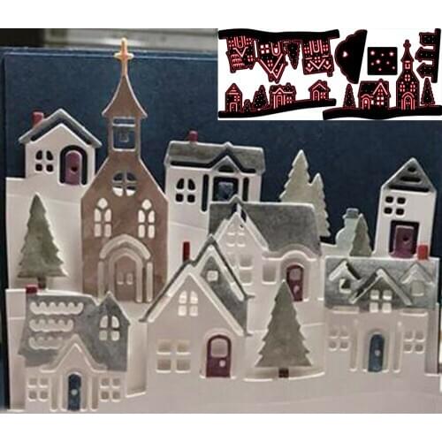 Metal Cutting Dies New Beautiful Castle House Stencil For DIY Scrapbooking Paper photo Cards Embossing Tree Border Dies Cutting