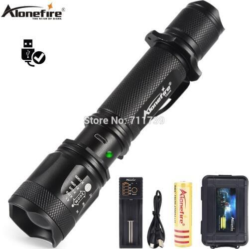 AloneFire TK200 powerful led flashlight xml L2 usb Rechargeable zoom tactical torch climbing flash light