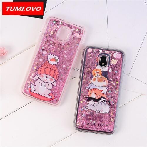 Cute Cartoon Cat Rabbit Liquid Bling Heart Quicksand Soft Case for Samsung Galaxy J1 J3 J5 J7 A3 A5 2016 2017 S6 S7 Edge S8 Plus