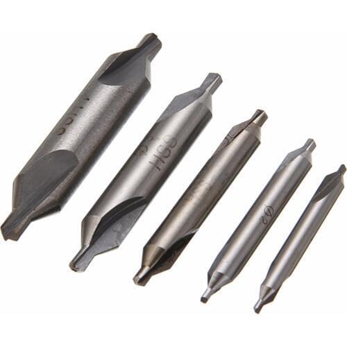 5Pcs HSS Combined Center Drills Bits High Speed Countersink Tool Kit 60 Degree Angle Bit Metric 1.5mm 2.0mm 2.5mm 3mm 4mm