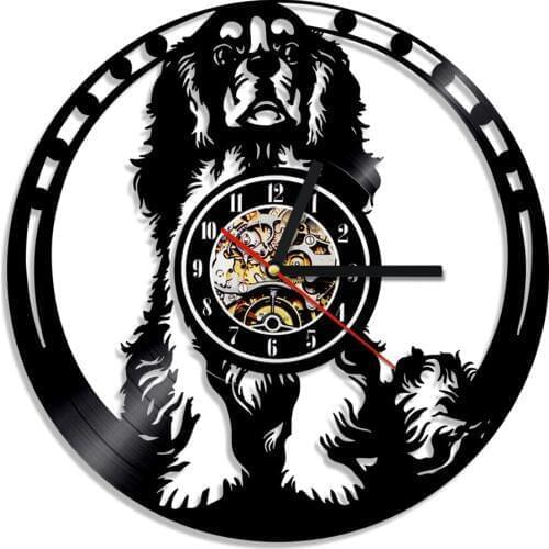 Cavalier King Charles Spaniel Dog Vinyl Clock House Art Pet Puppy Animal Led Backlight Home Decor Gift For Dog Lover
