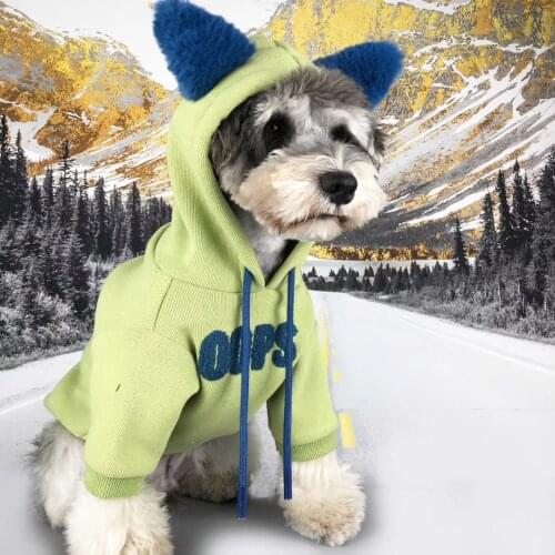 Dog Clothes Autumn Winter Pet Clothes Cotton Small Dogs Schnauzer Bomei Cat Soft Letter Print Plus Velvet Pet Hoodies Sweatshirt