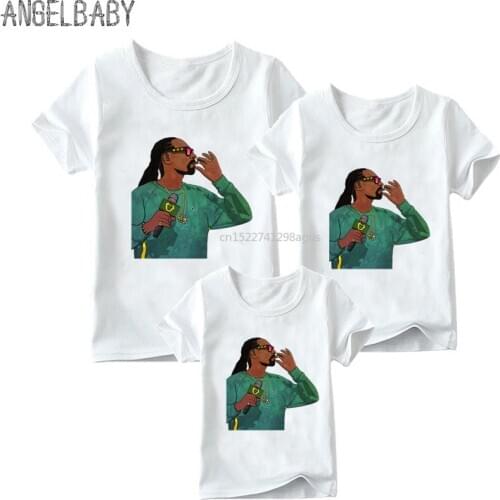 Matching Family Outfits Rapper Snoop Dogge Print Boys Girls Fashion T-shirt Hip Hop Clothes Kids&Woman&Man Funny Tshirt