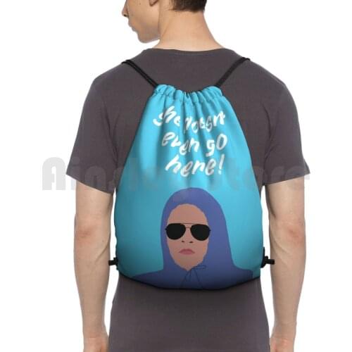 She Doesn'T Even Go Here! Blue Backpack Drawstring Bags Gym Bag Waterproof She Doesnt Even Golang Here Damien Damian Too