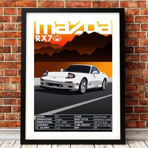 Poster Mazda RX7 Classic Car Canvas Print Painting Wall Art Frameless Retro Home Decor Picture For Living Room